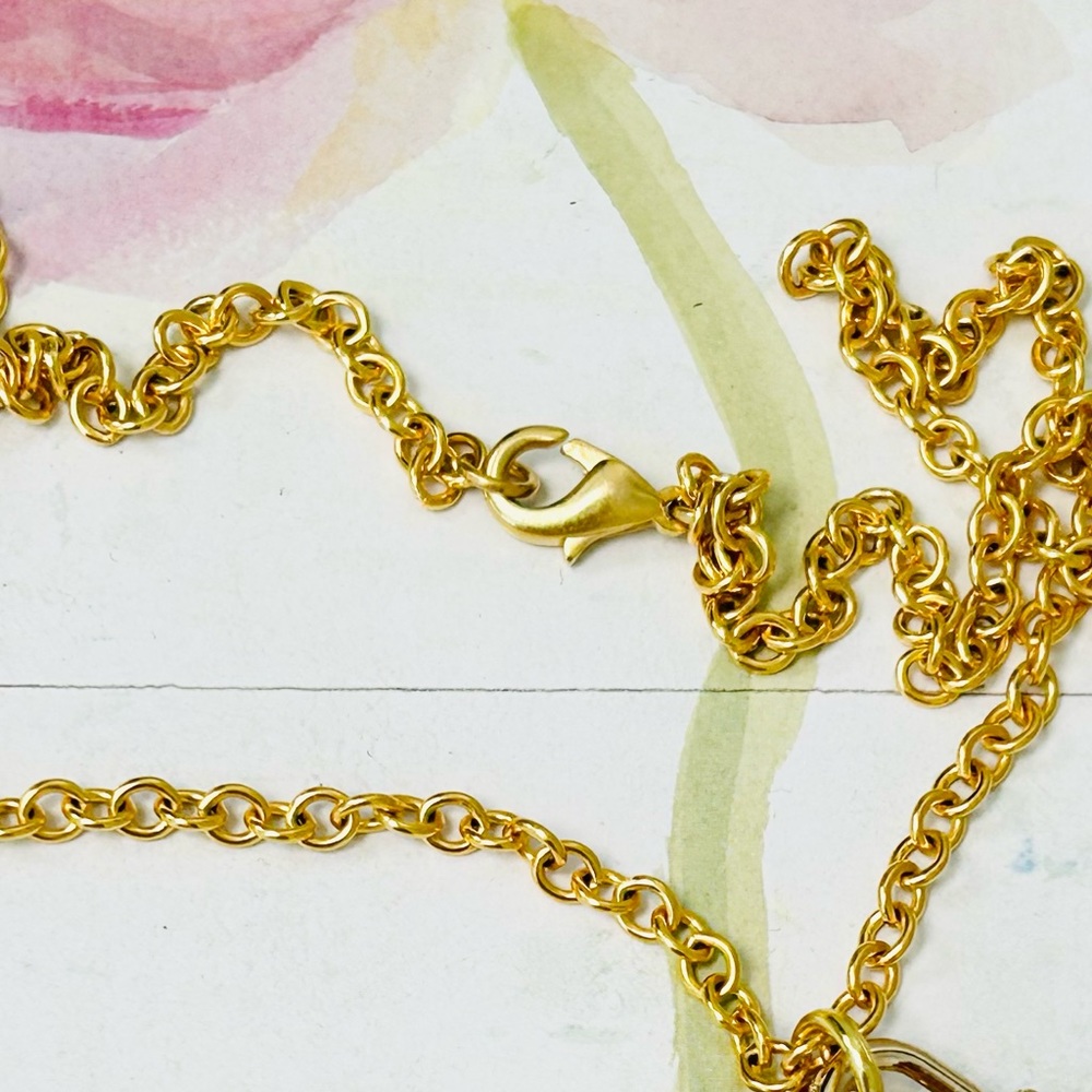 Repurposed Gold LV Key and Lock Charm 10K Gold Plated Necklace - Picture 3 of 3